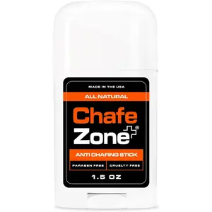 Chafe Zone Chafing Stick - 100% Natural Thigh Chafing Prevention Using Chub Rub Stick - Minimize Rubbing and Irritation with Anti Chafe Stick - Friction Defense Stick for Comfort & Relief - 1.5 Ounce