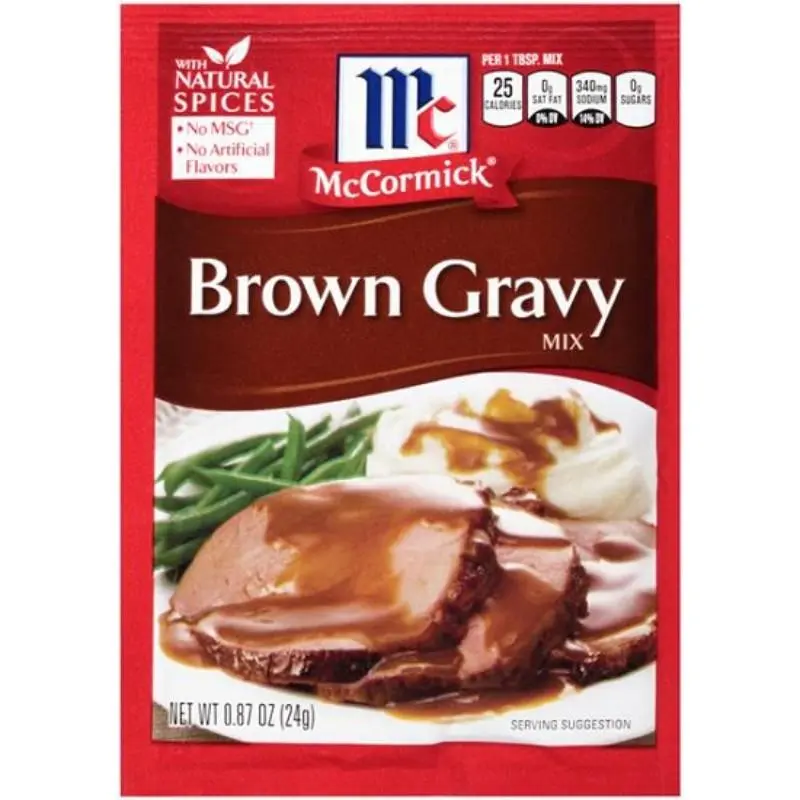 McCormick Brown Gravy Seasoning Mix Packets (3x0.87 oz Fat Free), Roast Beef & Potato Spice, Easy Meal Prep Blend with Corn Starch, Wheat Flour, Salt, Maltodextrin, Onion Powder & More, Brown Gravy Mix