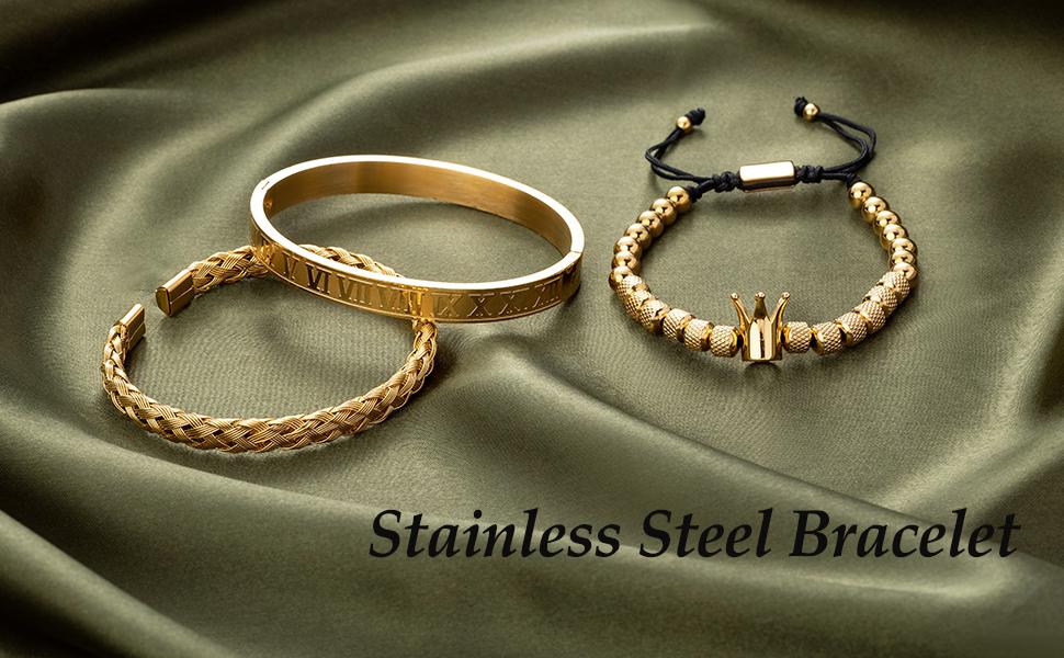 3PCS Stainless Steel Bracelets for Men Gold Roman Numeral Bangle Bracelet Twisted Cable Bracelet Adjustable Cuff Bracelet Mens Luxury Jewelry Bracelets Gifts 3PCS Stainless Steel Bracelets for Men Gold Roman Numeral Bangle Bracelet Twisted Cable Bracelet Adjustable Cuff Bracelet Mens Luxury Jewelry Bracelets Gifts