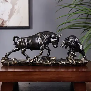 1PC Bull and Bear Market Duel Sculpture Vintage Resin Ornament, Art Figurine, Financial Office Desk Decor for Traders, Unique Art Gift for Mother's Day & Father's Day