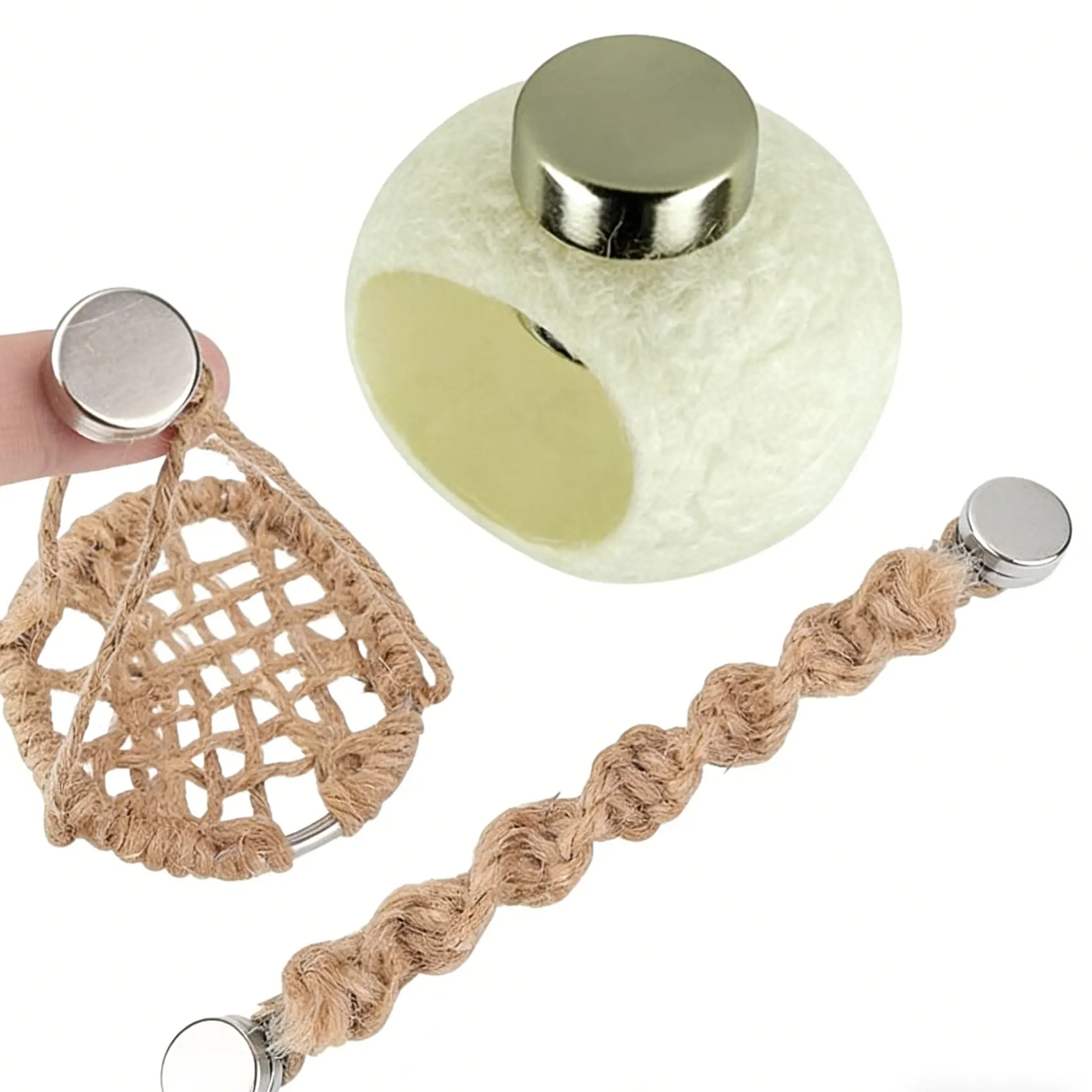 Compact Magnetic Jumping Rope Spider Bridge with Mini Spider Web Hut - Stain Resistant Tiny Size Terrarium Toy, Secure Magnetic Mount, Exotic Pet Cage Landscaping Accessory