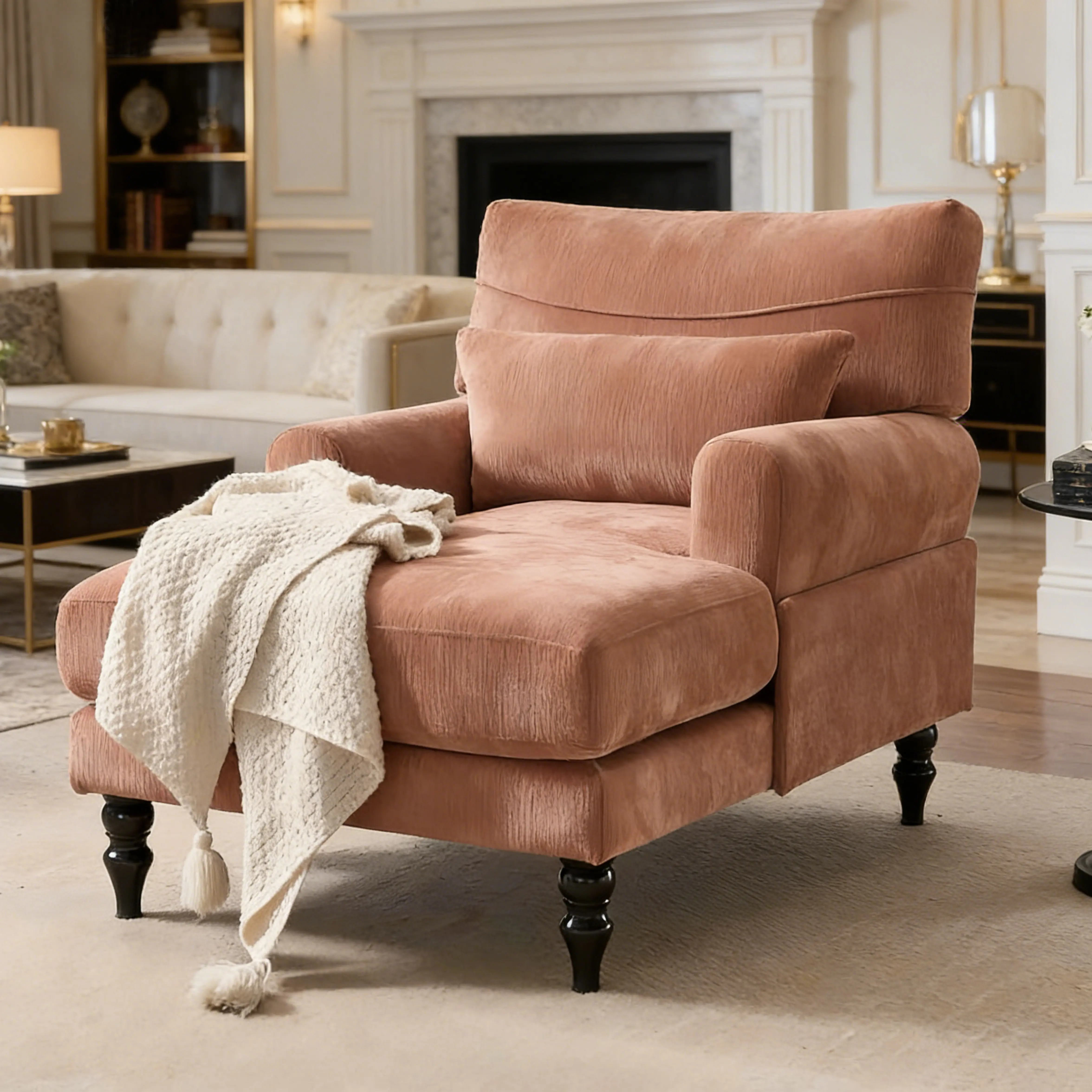 Eyisean 32'' Modern Chenille Upholstered Chaise Lounge Chair Indoor, Comfy Sleeper Sofa Chair with Deep Cushion, Leisure Sofa Recliner Chair Sleeper with Armrest for Living Room, Bedroom, Apartment