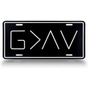 Autobase Black Metal Decorative Front License Plate (6" x 12") | Embossed G>^V - God is Greater Than The Highs and Lows | Vanity Car Tag for The Front of Vehicles