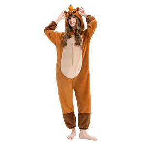 OLAOLA Unisex Adult Plush Capybara Animals Onesie Pajamas Warm Home One-Piece Sleepwear