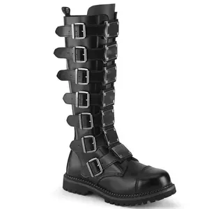 Demonia Men's Riot-21MP Black Leather Ankle Boots