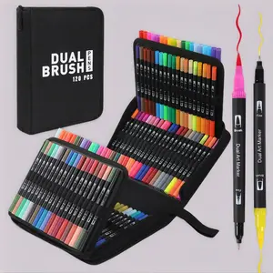 Double-Ended Colorful Art Marker Set, 60/100 Vibrant Colors, Fine/brush Tips, Ideal for Drawing, Graffiti, Marking, Perfect Gift