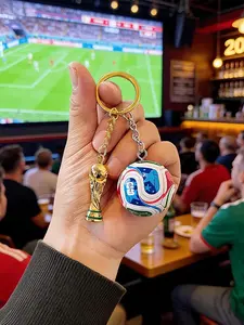 2pcs 2026 World Cup Metal Keychain Football And Trophy, Special Edition, Perfect Quality, Fan Peripheral Goods, Exclusive Fan Cheering Decoration, World Cup Small Ornaments, Gifts For Fans, Her/His Best Choice, Suitable For Gifts, Etc. Keychain Pendant