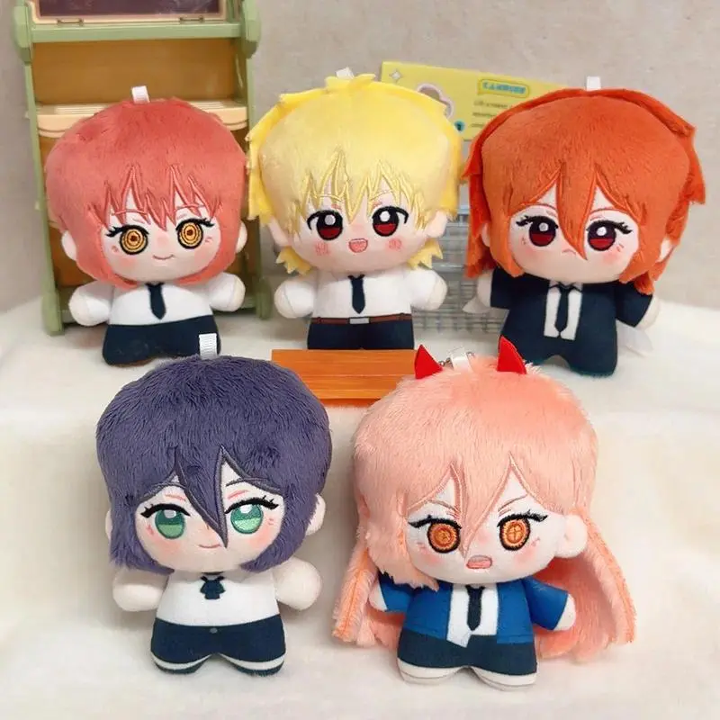 New Cute 10cm Chainsaw Man Plush Doll Set Makima Denji Power Aki Reze Cute Cotton Doll Keychain Pendant for Fans Collection Gift