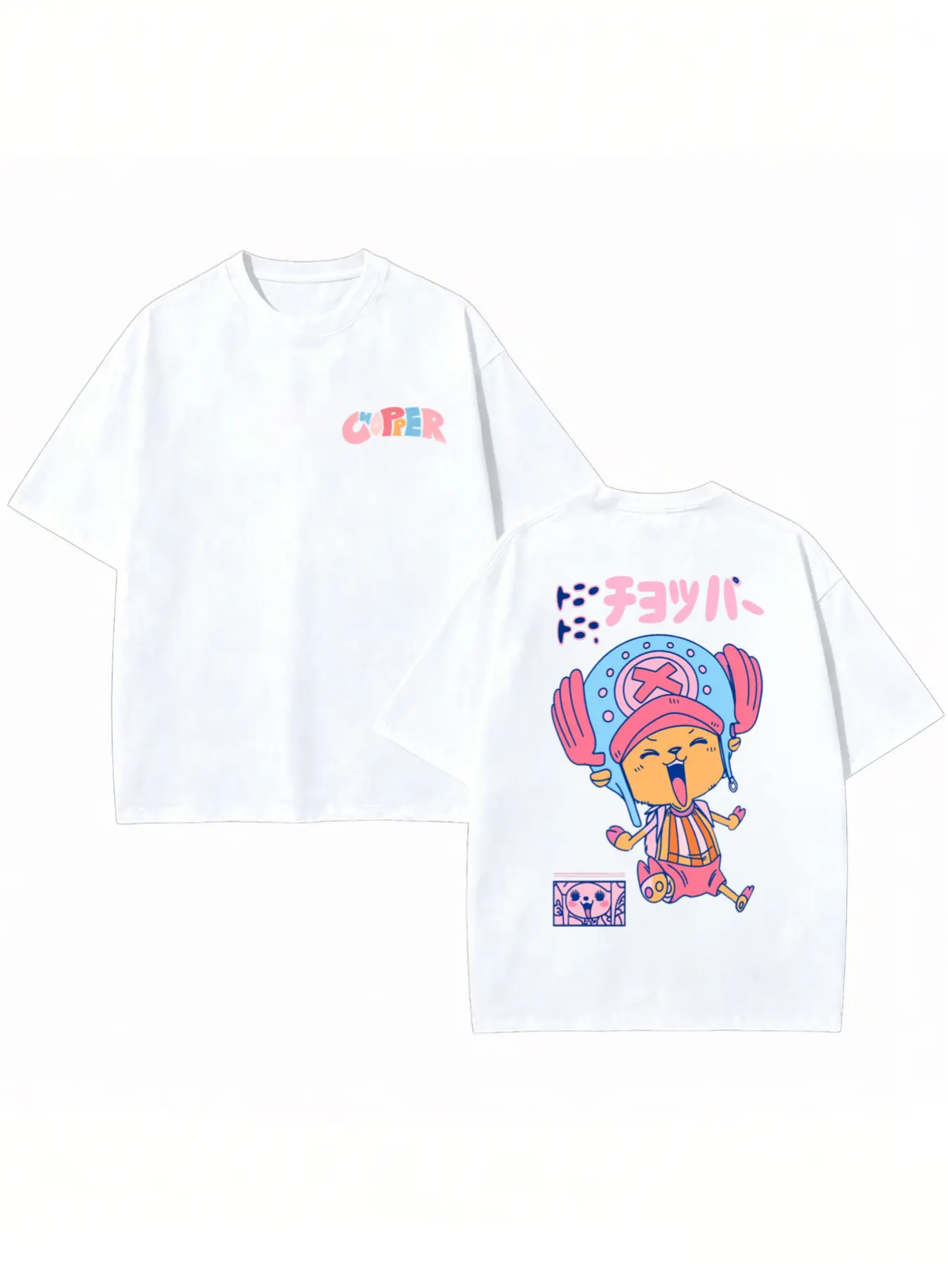 Tony Tony Chopper Kawaii Anime T-Shirt, Oversized Streetwear Tee, Black/White, Men's & Women's Oversized Trendy T-shirts,New Summer T-shirts,Matching Couple's Set,Unisex Casual Clothing,MeMe T-shirts,Workout T-shirts,MeMe shirt