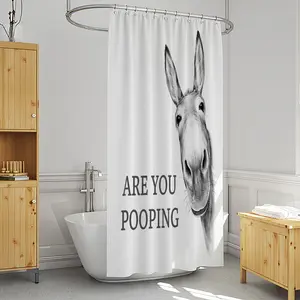 Funny Donkey Shower Curtain with "Are You Pooping?" Text - Perfect Father's Day Gift, Funny Gift, College Dorm Bathroom Decor, Waterproof Durable Polyester Fabric, Easy Installation, Whimsical Humorous Home Decor, Shower Curtain, Shower Essentials, Gift I