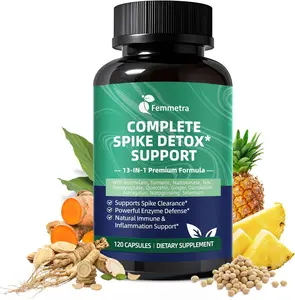 Spike Protein Detox Capsules, 8000 FU Nattokinase Supplement with Bromelain and Curcumin, 13-in-1 Full Spectrum Spike Support Supplement for Immune & Antioxidant Health, Non-GMO, 120 Capsules