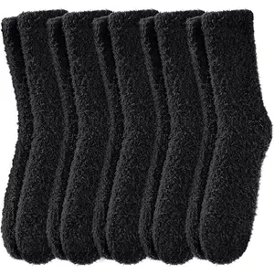 Mens Fuzzy Socks Soft Cozy Slipper Fluffy Socks Winter Warm Microfiber Plush Sleeping Socks 5 to 6 Pairs