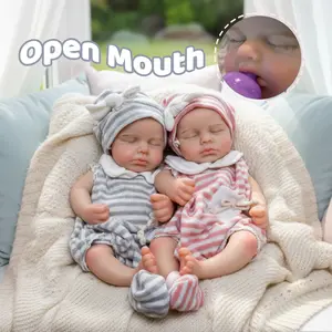 1PC / 12.6 Inch Open Mouth Silicone Girl&Boy Reborn Dolls 2 Styles for Choosing Painted Detailed Full Body Soft Solid Silicone Lifelike Reborn Dolls for Parents' Companion