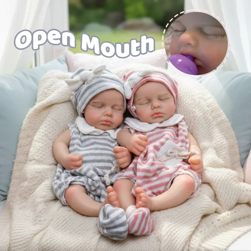 1PC / 12.6 Inch Open Mouth Silicone Girl&Boy Reborn Dolls 2 Styles for Choosing Painted Detailed Full Body Soft Solid Silicone Lifelike Reborn Dolls for Parents' Companion, Realistic Reborn Doll, Lifelike Realistic Newborn