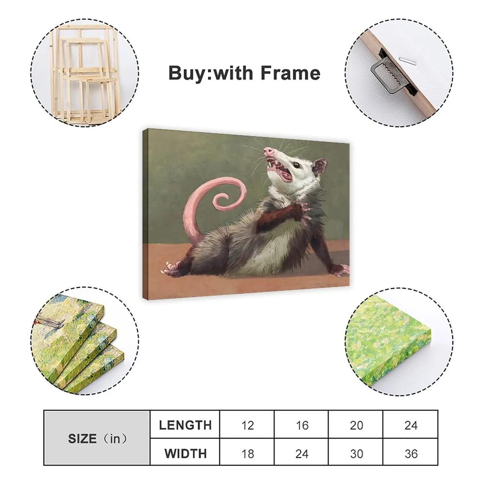 Opossum Funny Poster Canvas Wall Art, Animals Decor, Quirky Wall Decor, Opossum Humor Artwork for Animal Lovers, Funny Gift Idea for Home cartoon pattern