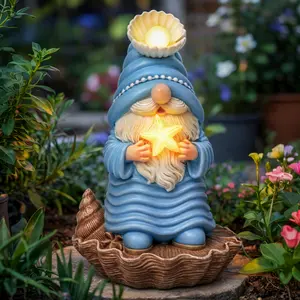 GIGALUMI Garden Gnomes, Solar Statue Outdoor Decor, Gnome Gifts Decoration with LED for Patio Yard Lawn Balcony, Christmas/Birthday Gift for Mom Women