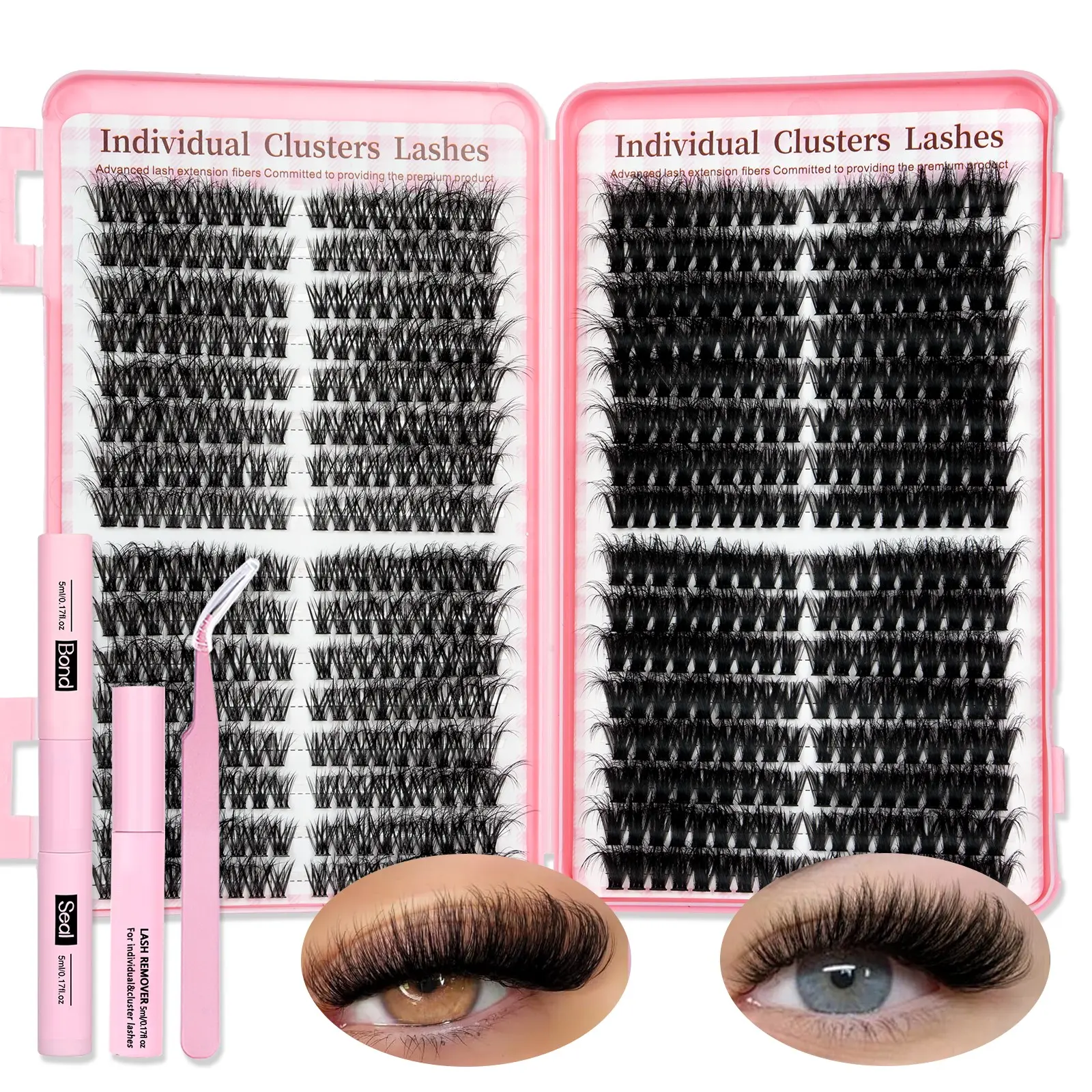 Cat-Eye, Fox Eye & Left&Right Lash Clusters Kit, Volume Lash Clusters, Volumized False Eyelashes, 30D40D60D80D, Faux Mink Lashes Kit, Lightweight Curled Eyelashes, Beginner-friendly lashes, Waterproof Long-Lasting, Includes Bond&Seal, Rmover, Tweezers