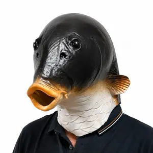Realistic Fish Mask for Adults, Funny Carp Animal Head Cover, Novelty Big Mouth Fish Gag Gift, Halloween & Cosplay Party Prop