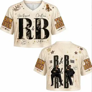 Vintage R&B Kings Mesh Crop Top - Y2K Concert Outfit Graphic V-Neck Jersey - Retro 2000s Hip Hop Streetwear Vneck