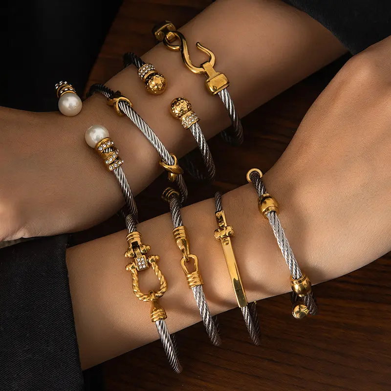 Matching Bracelets Bracelets For Women Two Tone Knot Twisted Bangle Jewelry Titanium Steel Twist Bracelet personalize gift black  cultural  jewelry bracelet  stack friendship bracelets bracelets for women bracelet stack bracelet men charm bracelet