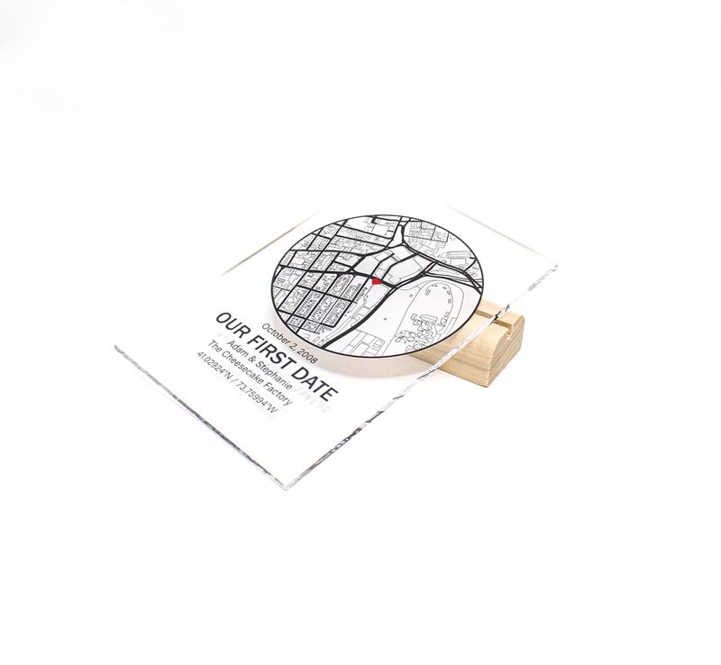 First Date Map Acrylic Plaque, Love Map Acrylic Sign, Where We Met, Anniversary Gift, gift for her, valentines day gifts for him and her Box Decor Decoration Glass Wood Wooden Print Name Only