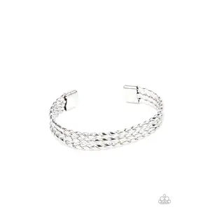 Line of Scrimmage - Silver Urban Cuff Bracelet - Paparazzi