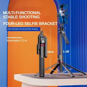 Professional Heavy Duty 86" Selfie Stick & Extendable Quadpod Phone Stand with 360° Rotation, Dual Wireless Remote, Tripod Camera Mount & Universal Holder