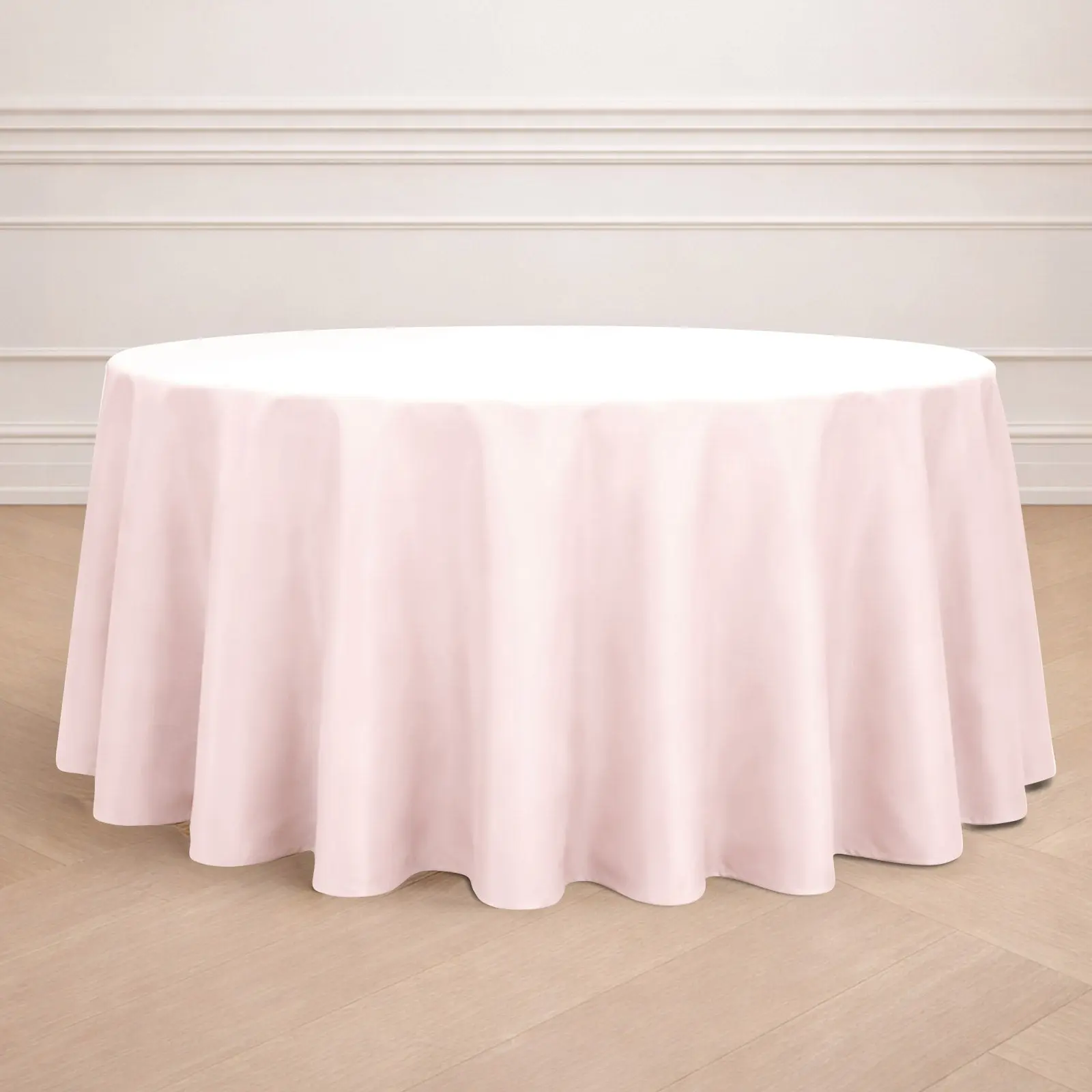 Blush Pink Polyester Round Tablecloth - 120in Durable Seamless Outdoor Table Cover for Wedding, Birthday, Thanksgiving Ceremonies, Casual & Formal Events, Room Decor, Outdoors