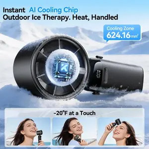 Ice Cooling Handheld Fan | 21000 RPM Turbo Wind | 200 Speeds | 12H Battery Display | Foldable Portable Fan for Beach Travel Office