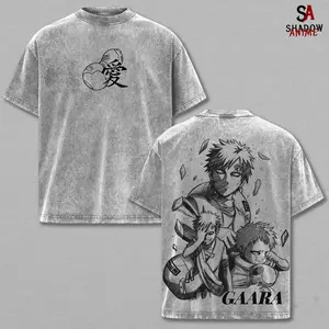 Gaara Tee Washed – Naruto Shippuden Washed Anime Manga T-Shirt, Minimal Washed Sand Guardian Graphic Tee, Unisex Oversized Streetwear Shirt, Desert Shield Anime Aesthetic Tee, Gift for Naruto Fans
