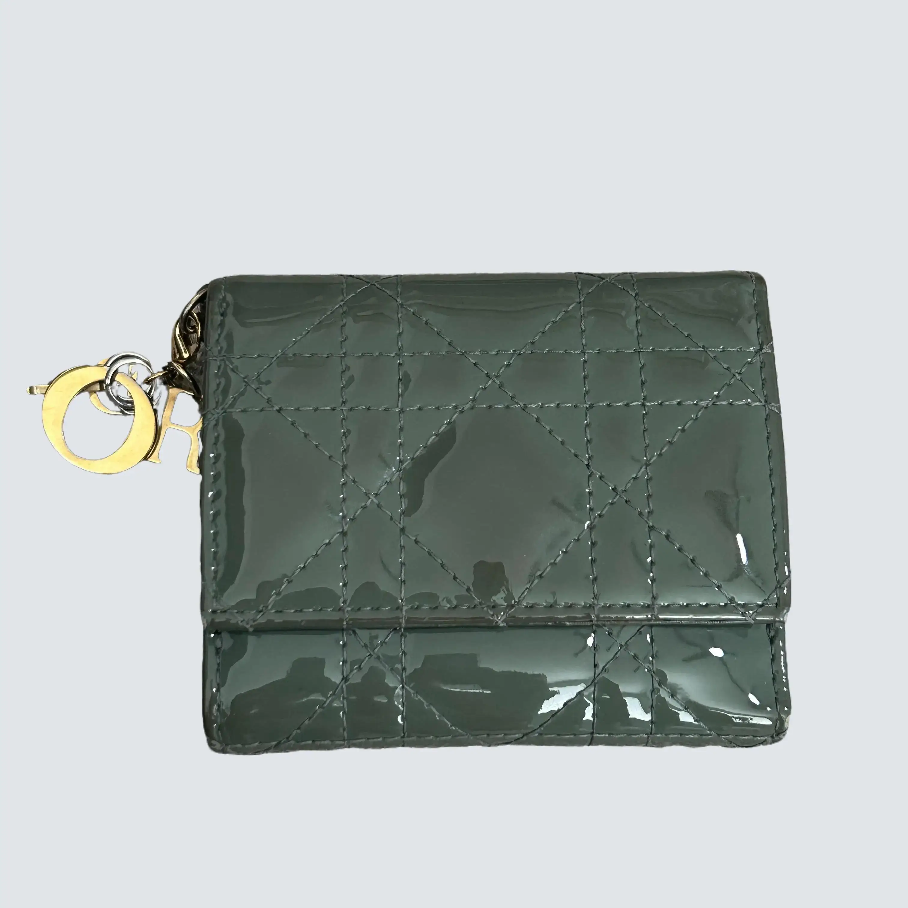 Pre-owned DIOR Patent Leather Small Leather Goods Christian Lady Lotus Wallet