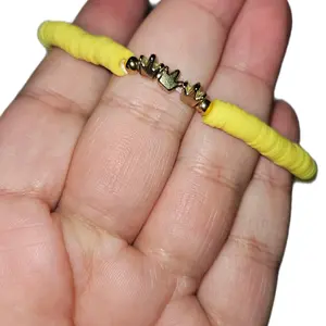 GOLD CROWN  ACCENT Colored Clay Handmade Bracelets