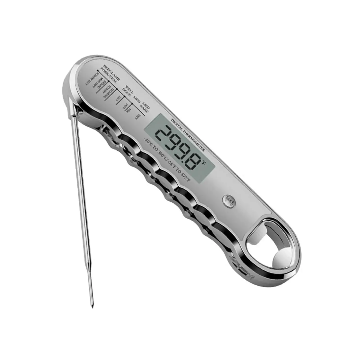 Professional Digital Meat Thermometer for Pet Healthcare - 0.5 Sec Instant Read, ±0.5℉ Accuracy, Premium Vacuum-Electroplated Plastic Body, Waterproof, Auto-Rotate LED Screen, Bottle Opener, Washable