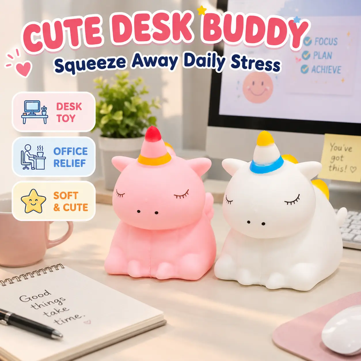 Jumbo Squishy Sleepy Unicorn Toy, Giant Cute TPR Squeeze Toy with Shaving Cream Filling, Soft Sensory Stress Relief Fidget Toy for Desk, Office, Home and Fun Gifts