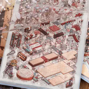 20 Sheets Ancient Style Decorative Stickers Book, Handmade Journal Scrapbooking Decoration, Stress Relief 3D Scene Stickers, Journaling Tools, Art Stickers