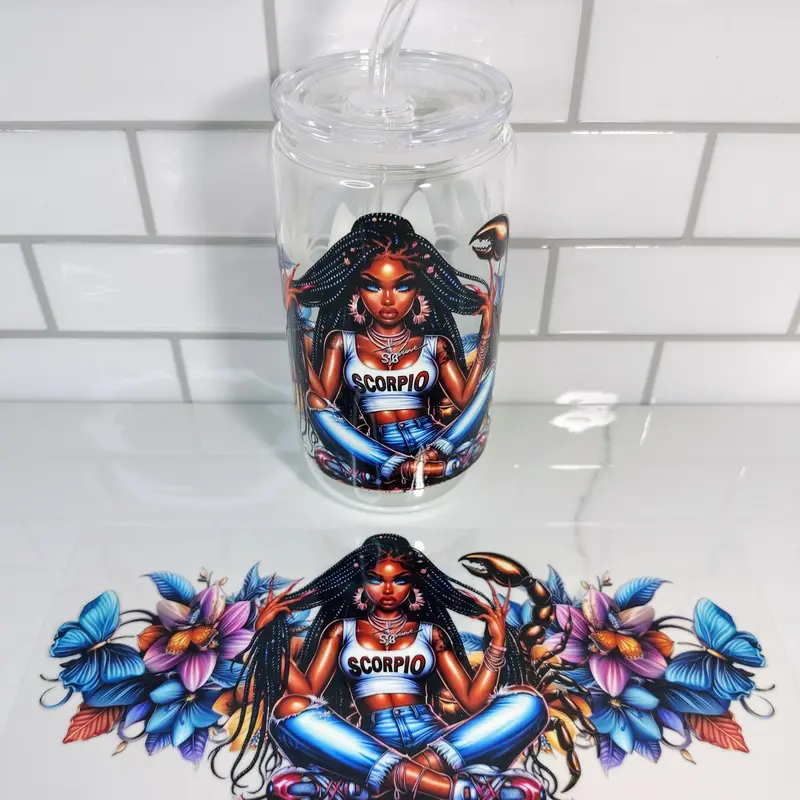 zodiac sign girls glass cup