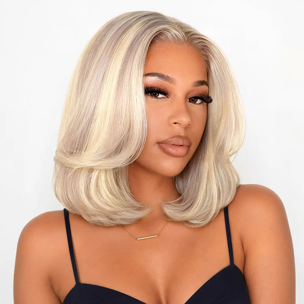 Megalook Three-Go 13x4 Glueless Lace Front 100% Human Hair Wig P10613 Bob Wig Pre Plucked with Drawstring Comfortable Cap 320℉ Heat Resistant