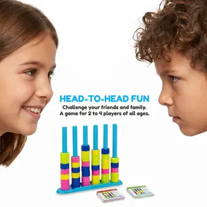 Color Sorting Stack Puzzle Game – Brain Teaser Strategy Race for Kids, Teens & Adults, 2-Player Reflex Challenge with 50 Cards&1 Stack Racks& 40 Color Rings