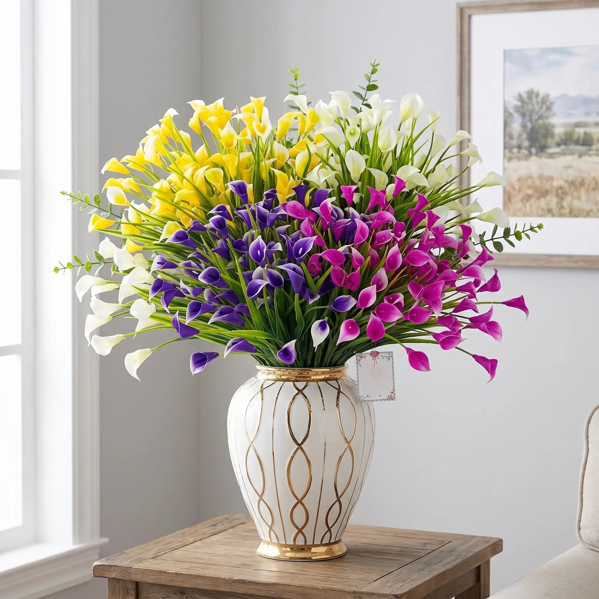8-Pack Artificial Calla Lilies – UV-Resistant, Fade-Proof Fake Flowers for Indoor & Outdoor Pots, Lifelike Plastic Blooms for Home, Porch, Garden, or Summer Cemetery Decor bouquet,  fake flowers for outdoor