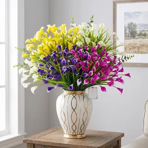 8-Pack Artificial Calla Lilies – UV-Resistant, Fade-Proof Fake Flowers for Indoor & Outdoor Pots, Lifelike Plastic Blooms for Home, Porch, Garden, or Summer Cemetery Decor bouquet,  fake flowers for outdoor