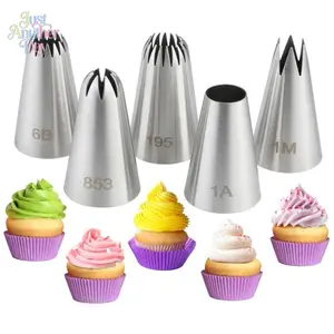 5PCS 304 Stainless Steel Piping Tips Set, Seamless Icing Nozzles for Cupcakes, Cookies, and Cake Decorating