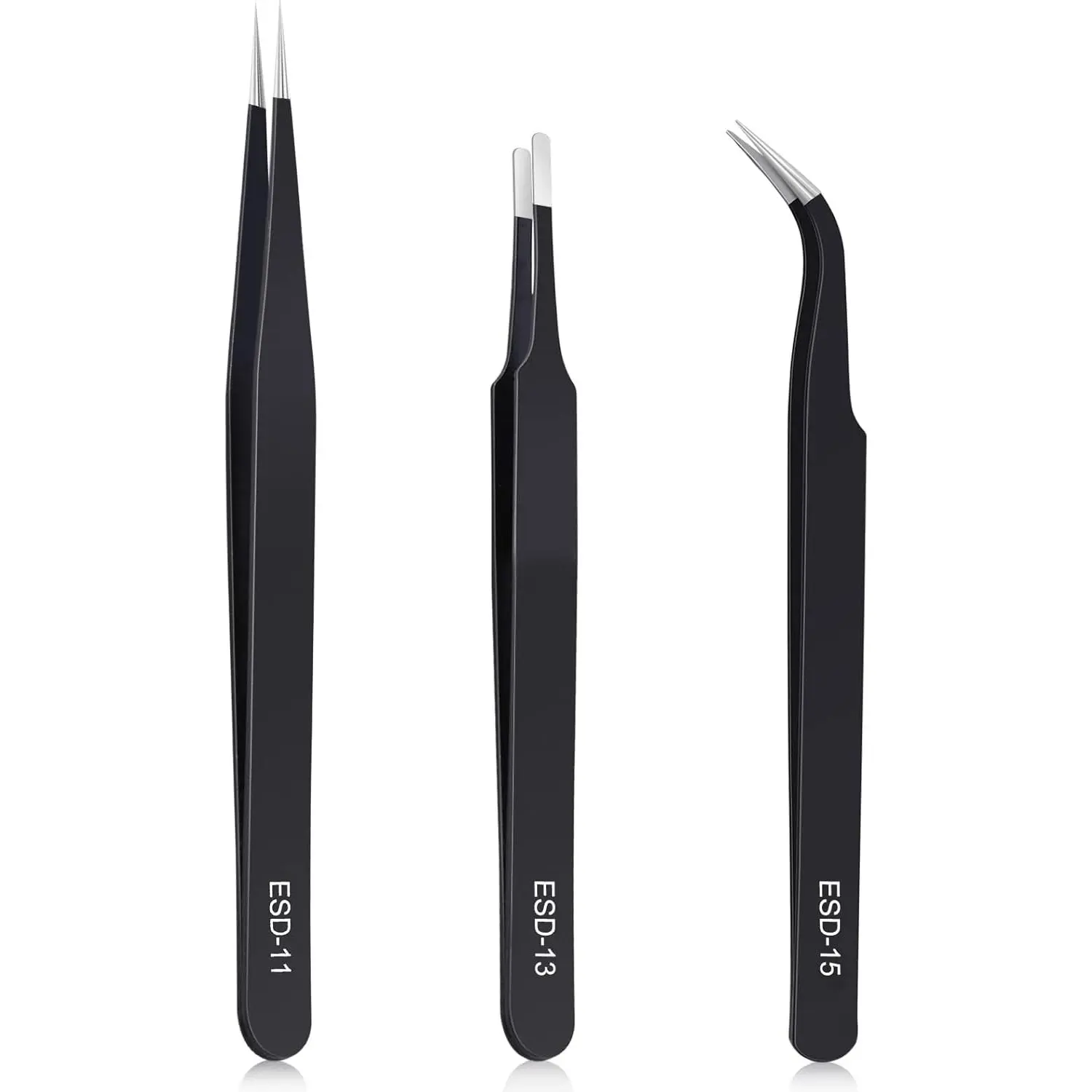 3PCS Precision Tweezers Set, Upgraded Anti-Static Stainless Steel of Tweezers, for Electronics, Soldering, Laboratory Work, Jewelry-Making, Model, Craft