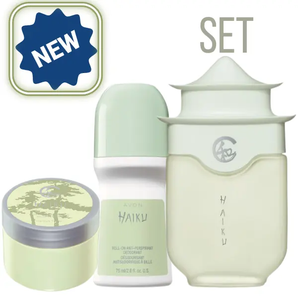 Avon Haiku Eau de Parfum 1.7 fl. oz, Deodorant Antiperspirant and Skin Softener SET