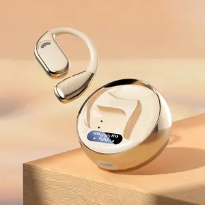 【Black Friday Offer】Tech-Pack M76 Ear-Hook Open In-Ear OWS Bone Conduction Wireless Bluetooth Headset with Power Digital Display & Long Battery Life for Unique Sound Transmission Comfort Sounds Great Audio Headphone Electronic Earbud