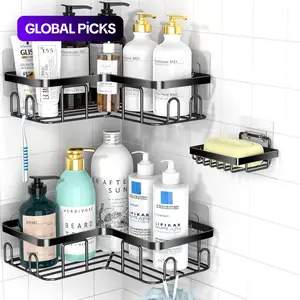 Stainless Steel Shower Rack Set, Rust-Resistant Bathroom Organizer, No Drilling Required, Ideal for Renters & Home Use, Bathroom Accessories Organizer #GLOBAL PICKS