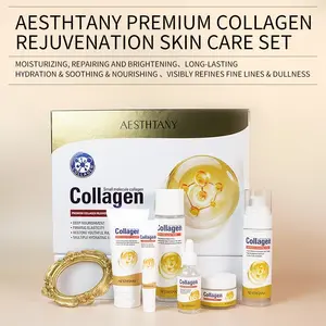 Korean Facial Skincare Collagen Six-Piece Set, Rich in Collagen and Niacinamide, Moisturizing, Brightening, Suitable for Daily Use and Skin Renewal