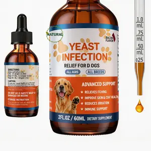 Dog Ear & Skin Relief Drops, Yeast Infection Treatment for Dogs – Bacon Flavor 60ml | Soothes Itching, Supports Healthy Ears & Skin, Allergy Relief for Puppies & Dogs