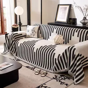Striped Pattern Sofa Cover, 1 Count Soft Comfortable Sofa Slipcover, Sofa Protector for Home Living Room, Couch Covers, Home Decor Supplies