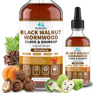 Wormwood Black Walnut Clove Cleanse for Human Drops, 19-in-1 Triple-Action Gut Detox & Digestive Wellness Organic Wormwood Tincture w. Soursop Pumpkin Garlic Oil of Oregano, Vegan