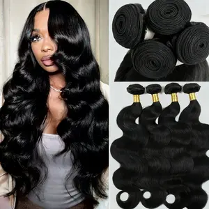 Human Hair Bundles Body Wave 3 Bundles Human Hair 1/3/4Pcs Unprocessed Brazilian Virgin Hair Bundles Quick Weave Hair Extension